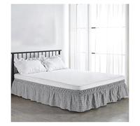 Gonna Da Letto Elastica Regolabile Con Tessuto Antirughe, Vestibilità Comoda For L'arredamento Della Casa, Letti Matrimoniali Queen King, Lussuoso Design Arricciato(Black,120 * 200 * 45cm)