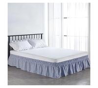 Gonna Da Letto Elastica Regolabile Con Tessuto Antirughe, Vestibilità Comoda For L'arredamento Della Casa, Letti Matrimoniali Queen King, Lussuoso Design Arricciato(Blue,150 * 200 * 38cm)
