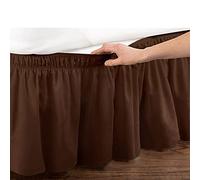 Gonna da Letto Mantovana Giroletto Elastica Singolo/Matrimoniali/Una Piazza e Mezzo Tre Lati Tessuto Balze Gonna Letto Lunghezza 38/45 cm (Color : Brown, Size : 100 * 200+38cm)