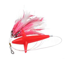Gonna da pesca con piume con gancio in acciaio per pesca di grandi dimensioni, design speciale con testa ad ala e corpo piatto per una forte tensione dell'amo (rosa)