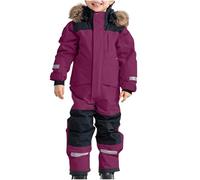 Gonna da sci per bambini e ragazzi, tuta da sci termica, tuta da neve calda invernale, tuta invernale antivento con cappuccio rimovibile, tuta da ciclismo, Viola scuro, 8-9 anni