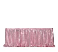 Gonna da tavolo a pieghe Paillettes rettangolari glitterate for accessori for feste di compleanno e matrimonio, decorazioni for la casa(Pink,70x122cm)