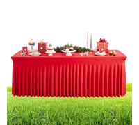 Gonna Da Tavolo - Gonna Da Tavolo Rossa Da 6 Piedi/1,8 M Di Arruffone Rossa, Tovaglie Festive Resistenti All'acqua Per Eventi A Buffet In Classe Banchetti Di Laurea Accoglienza Commerciale Halloween
