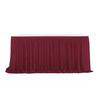 Gonna da tavolo in chiffon con bordo arricciato, elegante tovaglia for matrimoni, addio al nubilato, feste di compleanno e banchetti.(Deep red,122x77cm)