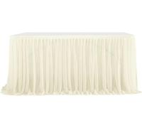 Gonna da tavolo in chiffon con bordo arricciato, elegante tovaglia for matrimoni, addio al nubilato, feste di compleanno e banchetti.(Champagne,275x77cm)