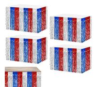 Gonna da tavolo marginale, gonne da tavolo striscia di foglio di tinsel | 4 pezzi Banner di gonne da tavolo in alluminio,29x108 pollici rettangolare fase fondo tende da scrivania per baby sho