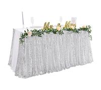 Gonna da tavolo rettangolare da 1,8 m, color argento, per feste, baby shower, compleanni, vacanze, mostre, ricevimenti