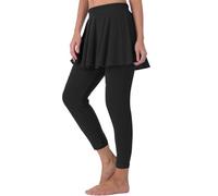 Gonna da tennis da donna a 3/4 leggings con gonna a vita alta, vestibilità stretta, gonna sportiva, tinta unita, elasticizzata, per sport all'aria aperta, traspirante, per tennis, Xs-4Xl, Nero , S