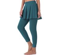 Gonna da tennis da donna a 3/4 leggings con gonna a vita alta, vestibilità stretta, gonna sportiva, tinta unita, elasticizzata, per sport all'aria aperta, traspirante, per tennis, Xs-4Xl, verde, XS