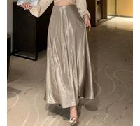 Gonna dalla texture metallica da donna, adatta per primavera/estate, San Valentino, Capodanno cinese L,M,S,XLColore unicoTessuto