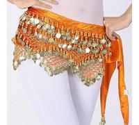 Gonna Danza del Ventre,Abbigliamento Danza Sciarpa for La Danza del Ventre con Moneta d'oro da Donna, Cintura in Vita con Gonna Avvolgente in Velluto Lucido