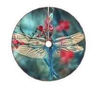 Gonna decorativa per albero di Natale con stampa a libellula sul fiore con cravatte, gonna tradizionale per albero di Natale, per decorazioni natalizie