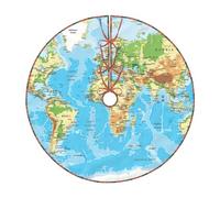 Gonna decorativa per albero di Natale con stampa di mappa del mondo, con cravatte, base tradizionale per albero di Natale, decorazione per le festività