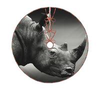 Gonna decorativa per albero di Natale con stampa di rinoceronte del Sudafrica con cravatte, gonna tradizionale per albero di Natale, per decorazioni natalizie