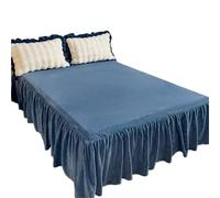 Gonna del letto Solid Color Double-sided Milk Fleece Bed Skirt Single Piece No Pillowcase Winter Flower Household per telaio letto(Temperament gray,200x220cm 1pcs)