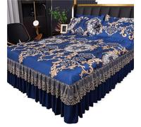 Gonna del letto Version Of Ice Silk Cool Bed Skirt Solid Color Sleeping Naked Mat 3-piece Protective Machine Wash Bedspread per telaio letto(C,200x220cm 3pcs)