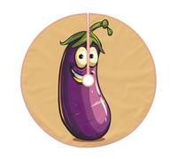 Gonna dell'albero di Natale con stampa melanzana del fumetto,Elegante copertura della base dell'albero,Decorazione domestica interna