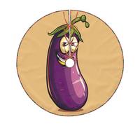 Gonna dell'albero di Natale con stampa melanzana del fumetto,Elegante copertura della base dell'albero,Decorazione domestica interna