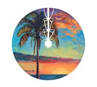 Gonna dell'albero di Natale con stampa palma al tramonto,Elegante copertura base albero,Decorazione domestica interna