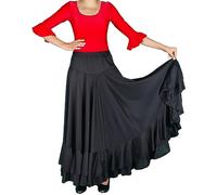 Gonna di Flamenco a 2 volanti, colore: nero Nero 12 anni