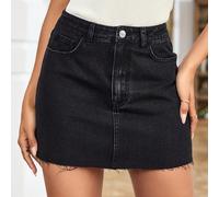 Gonna di jeans mini in vita alta nera casual e facile da abbinare nello stile casual e moderno europeo e americano per le donne L,M,S,XS,XXSColore unicoDenim