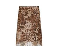 Gonna Donna con Stampa Leopardata Vintage A Due Strati Straight Bottoms Fashion Cute Elastic Waist Chic Skirts S Brown