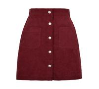 Gonna Donna Corta Solida Monopetto Anteriore in Velluto A Coste da Ufficio alla Moda per Le Donne M Rosso