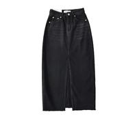 Gonna Donna di Jeans con Fessura Frontale Gonna di Jeans Lunga da Donna Gonna di Jeans Dritta per Le Donne Gonna S Nera