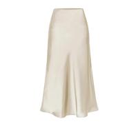 Gonna Donna di Raso per Le Donne Elegante Elastico in Vita Albicocca Una Linea di Gonne di Raso con Fessure Donne Ufficio Usura S Beige