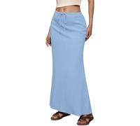 Gonna Donna Elegante, Gonna Midi Casual Donna Vita Alta con Coulisse Elastico e Spacco Posteriore per Uso Quotidiano Vacanze Modella Basic Tinta Unita Primavera Estate, S-XXL (Sky Blue, S)