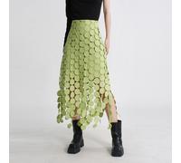 Gonna Donna Ginocchio Elegante Morbida Boho Chic Verde Fashion 35520