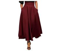 Gonna Donna Mezza Gonna Plissettata A Vita Alta Gonna Lunga da Donna Sfilata Gonna Sottile 3XL Rosso