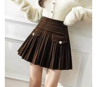 Gonna Donna Mini Tubino Corta Marrone Velluto Invernale Mini 41843