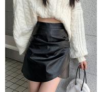 Gonna donna must have in pelle a vita alta con pieghe eleganti per tutte le stag