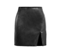 Gonna Donna Sexy Mini Gonna in Pelle da Donna Beige Vita Alta Fessura Gonna Corta Sexy da Donna Gonna in Pelle Nera Cerniera per Le Donne XL Nero