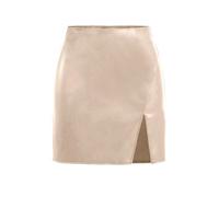 Gonna Donna Sexy Mini Gonna in Pelle da Donna Beige Vita Alta Fessura Gonna Corta Sexy da Donna Gonna in Pelle Nera Cerniera per Le Donne XL Beige