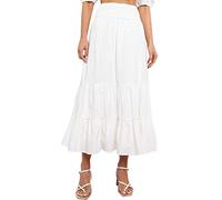Gonna Donna Tinta Unita Casual Elastico In Vita Svasata, Lunghezza Caviglia Confortevole E Leggero Gonna Boheme Donna A-Line Estate 2024 Moda Glamour, 003-bianco, M