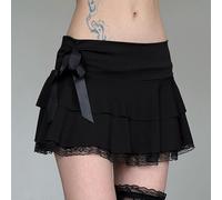 Gonna donna vita bassa retr?? pizzo patchwork lunghezza corta per tutte le stagi