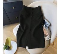 Gonna dritta a-line con vita stretta, con spacco frontale, design con patta e tasche finte, elegante e professionale, adatta per l'ambiente lavorativo, insegnanti, Festa dell'Indipendenza, lunghezza m