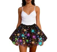 Gonna Elegante Donna in Tulle con Paillettes e Luci a LED per la Festa | Paillettes e Luci a LED su Più Strati di Tulle Morbido, una Gonna Elegante dalla Vita Alta per la Cena Fuori e il Ricevimento