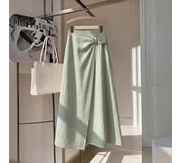 Gonna elegante in stile francese con texture a quadri, adatta per lavoro, pendolarismo, vacanza, romanticismo, feste di lusso in spiaggia, pomeriggio del tè, vita elastica con design asimmetrico svasa