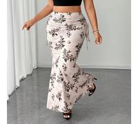 Gonna elegante taglie comode, gonna a coda di pesce con orlo alto-basso, sensazione di alta qualità, nuovo arrivo 2025 0XL,1XL,2XL,3XL,4XL,5XLStampa CasualeTessuto in maglia