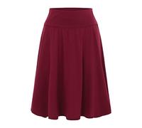 Gonna estiva da donna, a vita alta, elegante, elasticizzata, linea ad A, gonna lunga, per il tempo libero, gonna midi divisa, gonna a fiori, O rosso., M