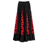 Gonna Fenicotteri Donna Nera con Chiglie Rosse A Pois Neri [Taglie da Adulto S a XXL]【Taglia XL】 Prova Danza Costume