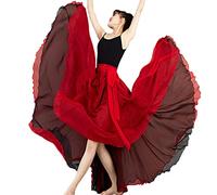 Gonna Flamenco Donna Chiffon Gonna Lunga da Danza del Ventre Festival Carnevale Prestazione Maxi Gonna da Ballo Grande Swing Gonne Danza Sala da Ballo Danza Classica Danza Popolare Latino Costume D L