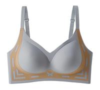 Gonna fluida Color Clashing non Marking Soft Support Bra Lifting Underwear Large Breasts Show Small Gathered Upturned to Collect Side Breasts Underwear Set Ragazza Inverno, grigio, M