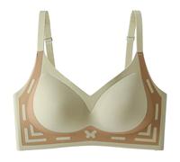 Gonna fluida Color Clashing non Marking Soft Support Bra Lifting Underwear Large Breasts Show Small Gathered Upturned to Collect Side Breasts Underwear Set Ragazza Inverno, verde, XL