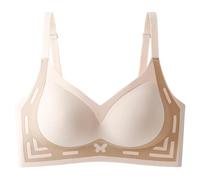 Gonna fluida Color Clashing non Marking Soft Support Bra Lifting Underwear Large Breasts Show Small Gathered Upturned to Collect Side Breasts Underwear Set Ragazza Inverno, beige, XL