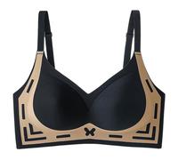 Gonna fluida Color Clashing non Marking Soft Support Bra Lifting Underwear Large Breasts Show Small Gathered Upturned to Collect Side Breasts Underwear Set Ragazza Inverno, Le Noir, XL