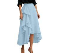 Gonna gotica da donna, linea ad A, con volant, irregolare, elegante, lunga, tinta unita, a vita alta, plissettata, maxi gonna vintage hippie, abbigliamento estivo